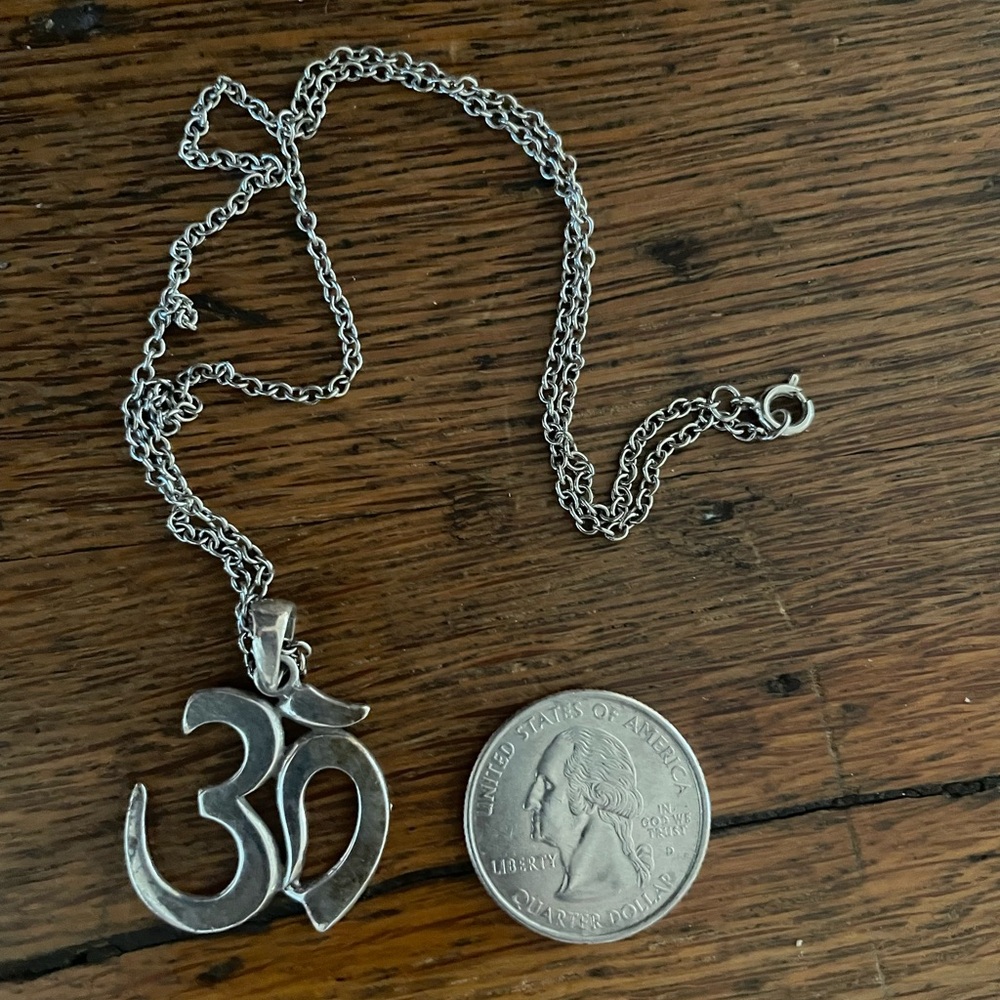 Silver Om Pendant Necklace